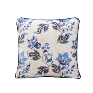 Față de pernă decorativă catifea 43x43cm, Blue Flowers BF02