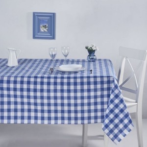 Fata de masa carouri 160x220cm, DC Home, Kareli Alb/Albastru