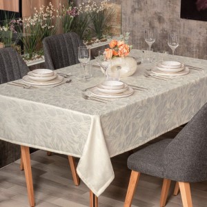 Fata de masa jacquard 155x220cm Cotton Box, Lavinia Crem