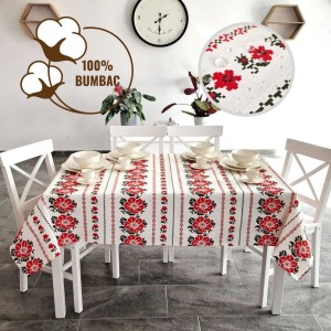 Fata de masa rotunda teflonata bumbac, diametru 160cm model traditional V1, antimurdarie
