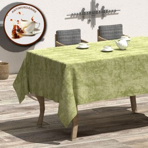 Fata de masa rotunda 180 cm, bumbac teflonat, verde, antimurdarie
