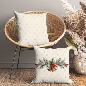 Fata de perna Craciun cu clopotei, bumbac 45x45cm, Holly