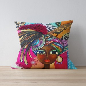 Fata perna decorativa 43x43cm, Afro