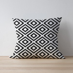 Fata perna decorativa 43x43cm, Geometric Alb Negru