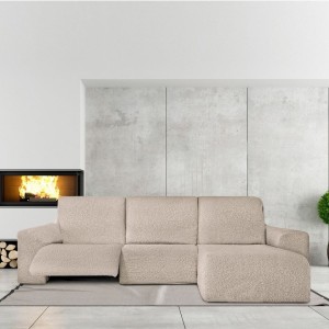 Husa colțar dreapta cu recliner, bielastică 250–360 cm, Premium ROC, C/00 Bej deschis – fixare perfectă și aspect modern