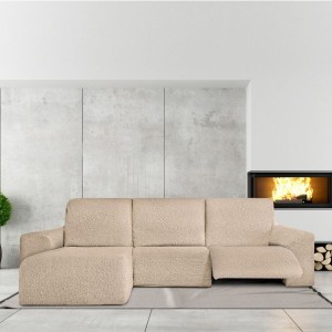 Husa colțar stanga cu recliner, bielastică 250–360 cm, Premium ROC, C/01 bej– fixare perfectă și aspect modern