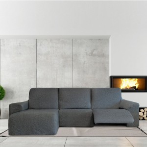 Husa colțar stanga cu recliner, bielastică 250–360 cm, Premium ROC, C/01 bej– fixare perfectă și aspect modern