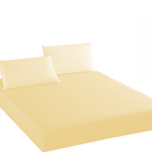 Husa pat tricot cu elastic si 2 fete perna, saltea 140x200cm, crem