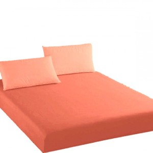 Husa pat tricot cu elastic si 2 fete perna, saltea 140x200cm, portocaliu
