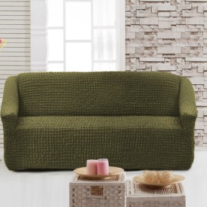 Husa elastica din material creponat, pentru canapea 2 locuri, Verde (Green)