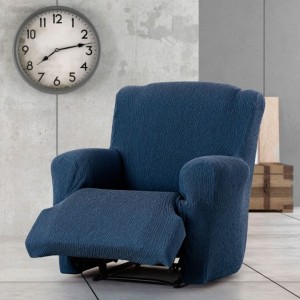 Husa elastica fotoliu cu recliner, Troya, C/3 Albastru