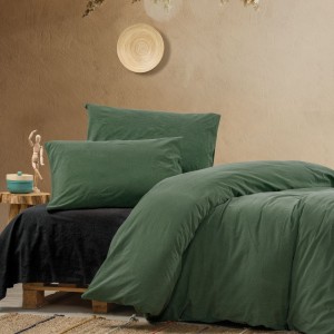 Lenjeria de pat poplin prespălat, Cotton BOX, Crash Verde