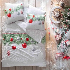Lenjerie Craciun bumbac 100% ranforce, TAC, SnowFlake