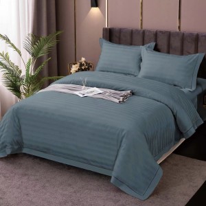 Lenjerie cu cearceaf pat cu elastic - saltea de 100x200cm, damasc policoton, IMP2 Gri Petrol