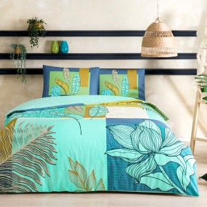 Lenjerie cu elastic, saltea 160x200cm,bbc 100% ranforce,TAC, Monstera