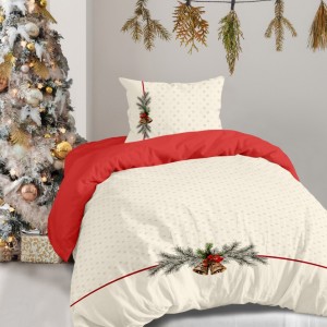 Lenjerie de pat 1 persoana Craciun 3D, bumbac 100% ranforce, Holly