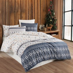 Lenjerie de pat 1 persoana Craciun bumbac 100% ranforce, Nazenin Home, Xmas Tree