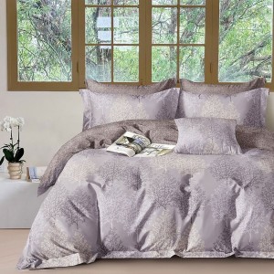 Lenjerie pat 1 persoana percale cu copaci bumbac 100%, fabricata in Romania