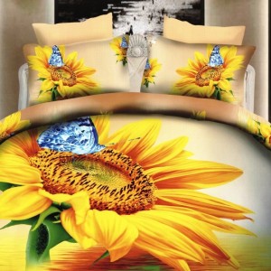 Oferta 1+1gratis: Lenjerie de pat 3D digital print, Ralex Pucioasa, Floarea Soarelui A2