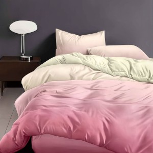 Lenjerie de pat 6 piese finet degrade roz pastel pentru pat dublu