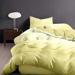 Lenjerie de pat 6 piese finet galben pastel pentru pat dublu