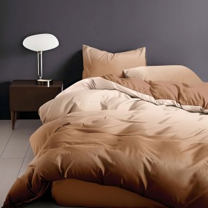 Lenjerie de pat 6 piese finet maro caramel pentru pat dublu