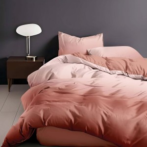 Lenjerie de pat 6 piese finet roz somon pentru pat dublu