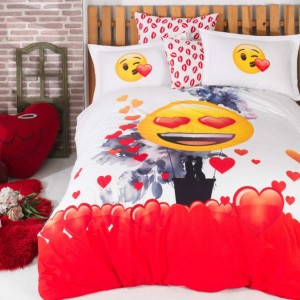 Lenjerie de pat poplin percale, Hobby Home, Emoji Kiss