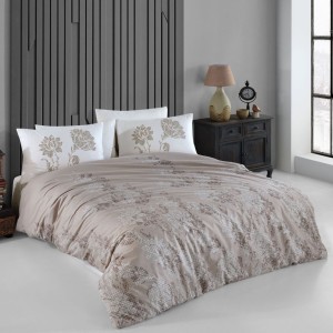 Lenjerie de pat bumbac 100% ranforce, Bahar Home, Vectra Brown
