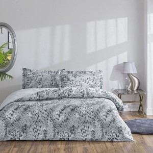 Set lenjerie de pat dublu Orniva TAC din bumbac 100 % mako-satin, imprimeu abstract gri