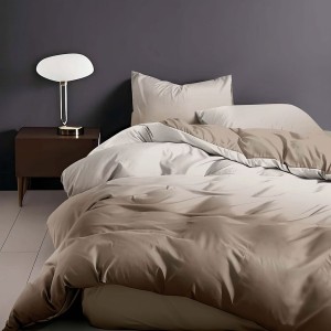 Lenjerie de pat cu elastic finet cappuccino 6 piese cu cearceaf elastic și 4 fețe de pernă
