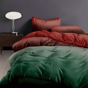 Lenjerie de pat cu elastic finet verde bordeaux 6 piese cu cearceaf elastic și 4 fețe de pernă