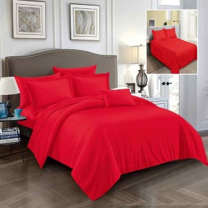 Set de lenjerie de pat roșu, damasc satinat, pentru dormitor elegant