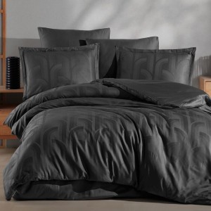 Lenjerie de pat de lux din jacquard satin, Clasy Home, model Tarva, în nuanta de crem