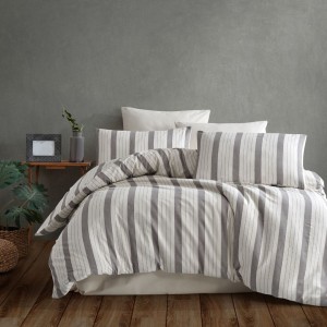 Lenjerie de pat dublu bumbac 100% ranforce, Nazenin Home, Natural Grey