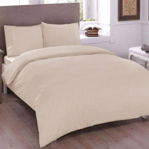 Lenjerie de pat dublu din bumbac 100% bej, elegantă și confortabilă
