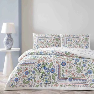 Lenjerie de pat Gracie TAC cu model floral detaliat pe fundal alb, ideală pentru un dormitor modern și luminos