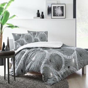 Lenjerie de pat din bumbac 100% ranforce cu design abstract în nuanțe de gri și alb, TAC