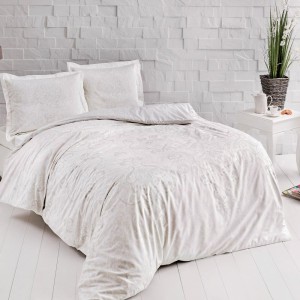 Lenjerie pat TAC Castilo crem satin de lux, design sofisticat, bumbac 100%