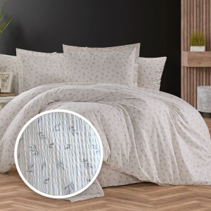 Lenjerie pat dublu creponata 160x200 cm bumbac,frunze, set 4 piese pentru saltea 160x200 cm, design delicat si elegant.