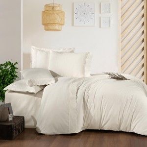 Lenjerie de pat cu bordură de dantelă 4 piese Clasy Home Britta, dantelă delicată, fundal crem, bumbac 100% ranforce