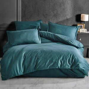 Set lenjerie de pat damasc dublu turcoaz, 6 piese, textură elegantă, pentru somn de calitate
