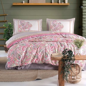 Lenjerie de pat dublu din bumbac 100% ranforce, imprimeu paisley, Luga
