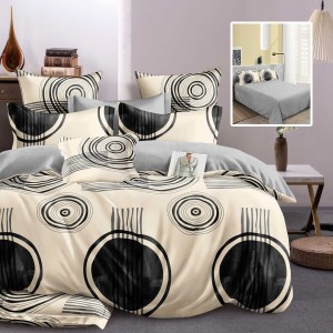 Lenjerie pat dublu finet 6 piese, design cercuri negre M527