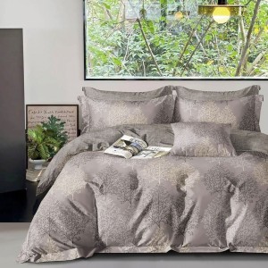 Lenjerie de pat percale 6 piese cu imprimeu copaci, bumbac 100%, fabricata in Romania