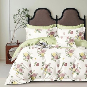 Lenjerie de pat percale bumbac 100% cu trandafiri, design floral romantic