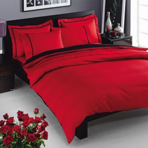 Lenjerie de pat dublu satin de lux, TAC, Prestige Rosu