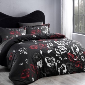 Lenjerie de pat dublu satin de lux, TAC, Talin Negru