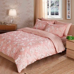 Lenjerie de pat dublu TAC satin de lux, Shadow Roz Pudra