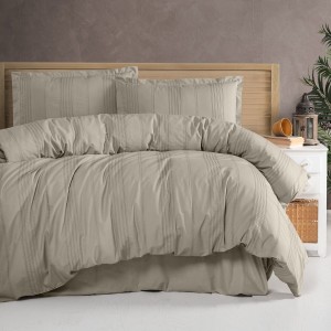 Lenjerie de pat jacquard ranforce, Clasy Home, design dungi bej - Arakis V3